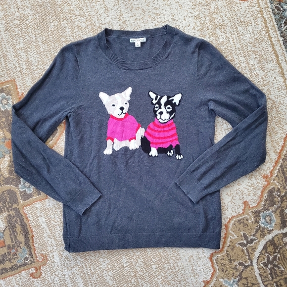 J. CREW MERCANTILE Merino Wool Blend French Bulldog Sweater L - Picture 8 of 8